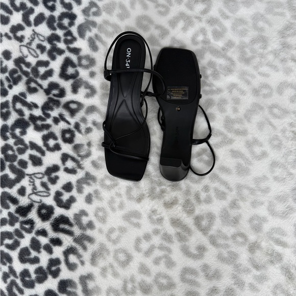 Black Strappy Square-Toe Heels - Picture 2 of 2